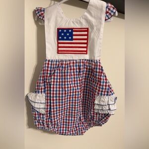 Patriotic Plaid Kids One Piece